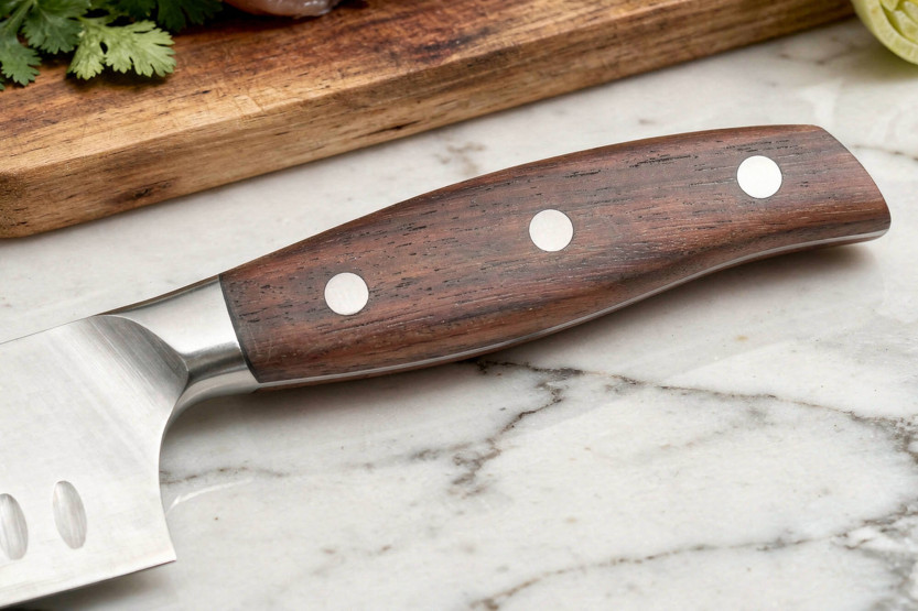 Santokumesser 17cm Guillaume Leonard Cuistot aus rostfreiem Stahl und rotem Sandelholz