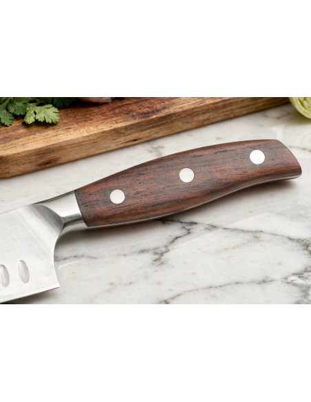 Guillaume Leonard Cuistot 17 cm santokukniv i rustfrit stål og rødt sandeltræ