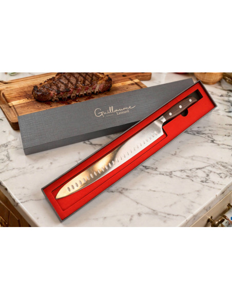 Coltello da intaglio Guillaume Leonard Cuistot 30 cm in acciaio inox e legno di sandalo rosso