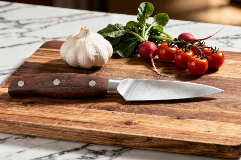 Guillaume Leonard Cuistot 9cm stainless steel and red sandalwood paring knife