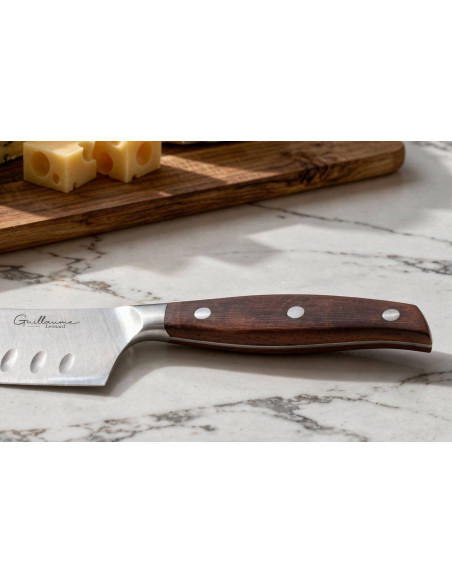 Coltello da formaggio Guillaume Leonard Cuistot 12 cm in acciaio inossidabile e legno di sandalo rosso
