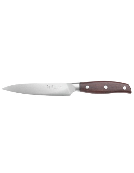 Guillaume Leonard Cuistot 13 cm universalkniv i rustfrit stål og rødt sandeltræ