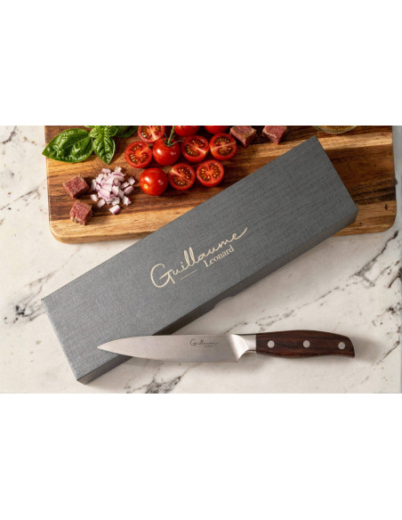 Coltello multiuso Guillaume Leonard Cuistot 13 cm in acciaio inossidabile e legno di sandalo rosso