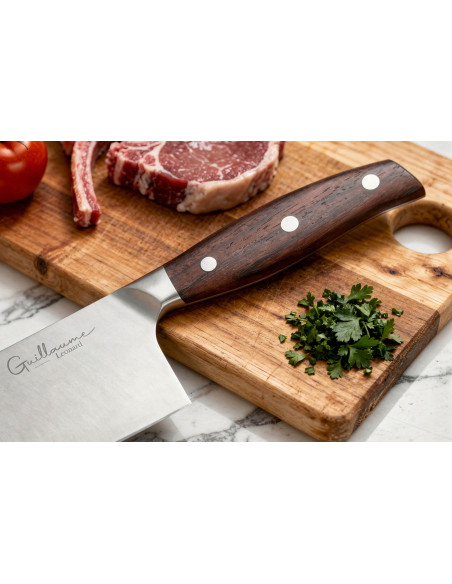 Guillaume Leonard Cuistot 17cm stainless steel and red sandalwood cleaver knife