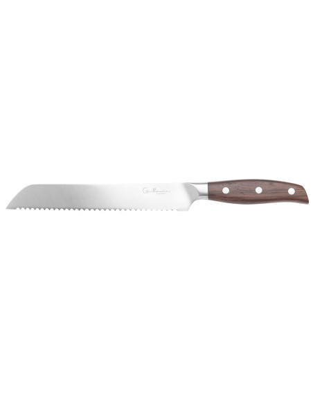 Faca de pão Guillaume Leonard Cuistot 20cm em aço inoxidável e sândalo vermelho