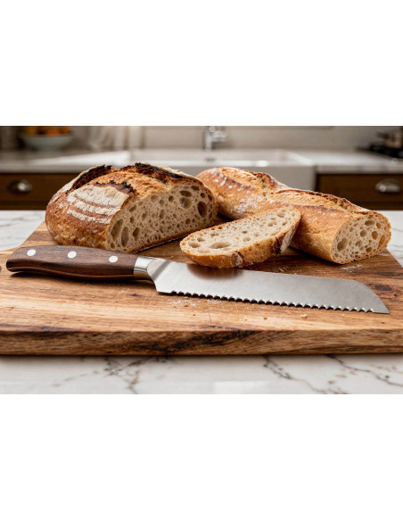 Brotmesser 20cm Guillaume Leonard Cuistot aus Edelstahl und rotem Sandelholz