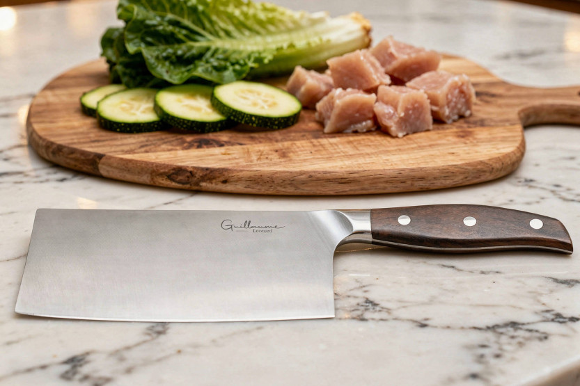 Guillaume Leonard Cuistot 17cm Chinese chef 's knife in stainless steel and red sandalwood