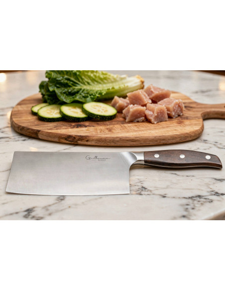 Cuchillo de cocinero chino Guillaume Leonard Cuistot de 17 cm en acero inoxidable y madera de sándalo rojo