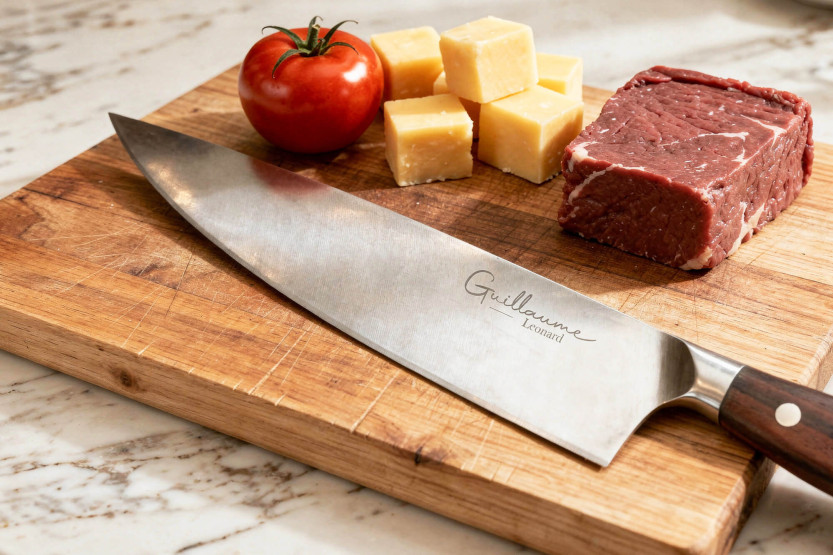 Cuchillo de cocinero Guillaume Leonard Cuistot de 20 cm de acero inoxidable y sándalo rojo