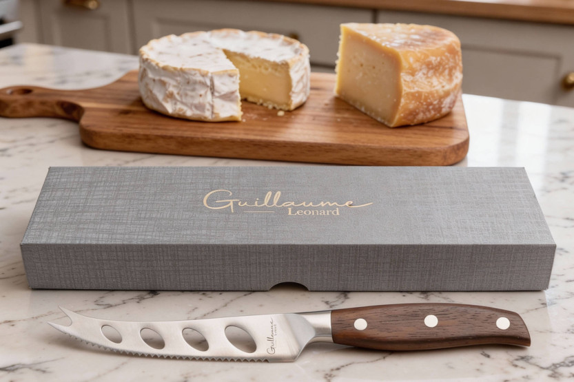 Cuchillo para queso Guillaume Leonard Cuistot 13cm acero inoxidable y sándalo rojo