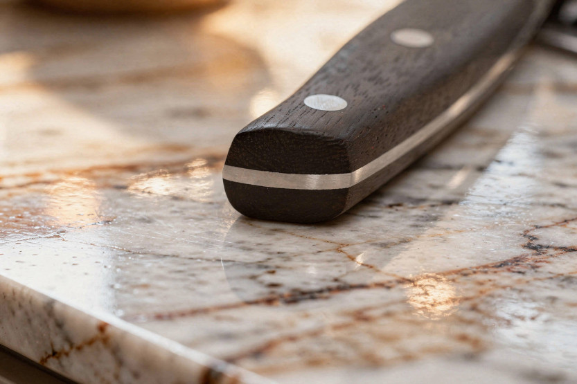 Faca para queijo Guillaume Leonard Cuistot 13cm em aço inoxidável e sândalo vermelho