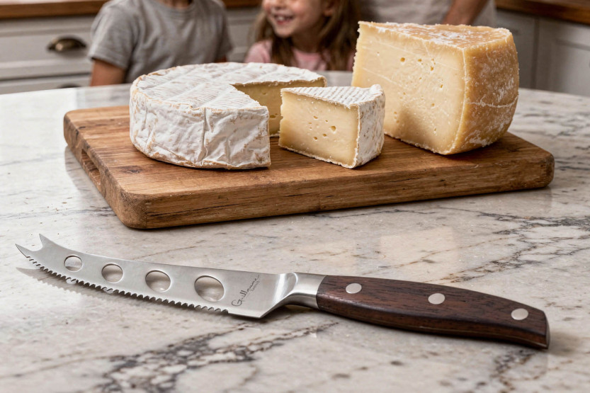 Faca para queijo Guillaume Leonard Cuistot 13cm em aço inoxidável e sândalo vermelho