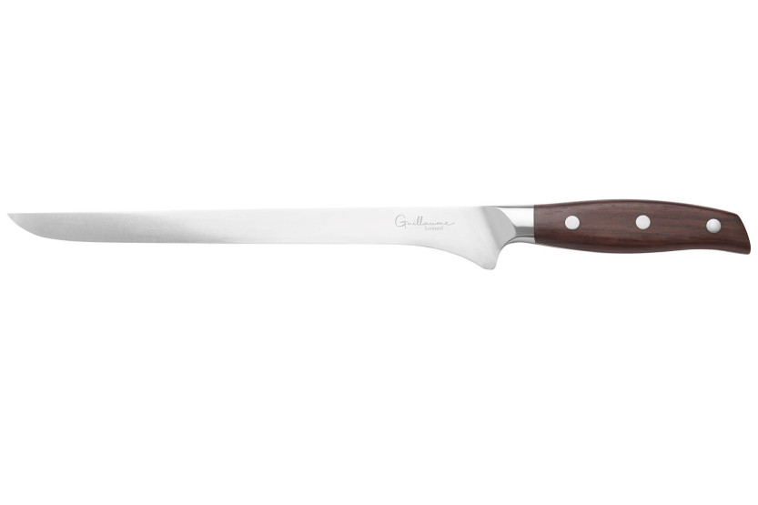 Guillaume Leonard Cuistot 25cm ham knife in stainless steel and red sandalwood
