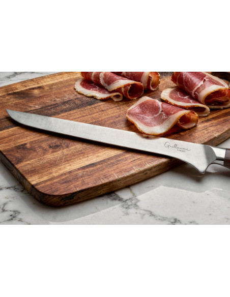 Cuchillo jamonero Guillaume Leonard Cuistot 25cm acero inoxidable y sándalo rojo
