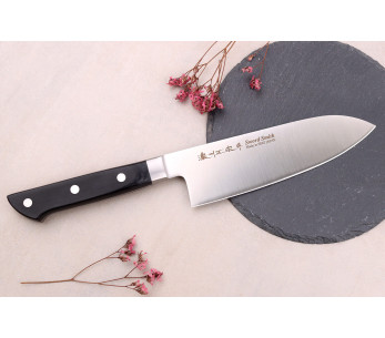 Pakkawood 17cm Satake Preto Faca japonesa santoku 2