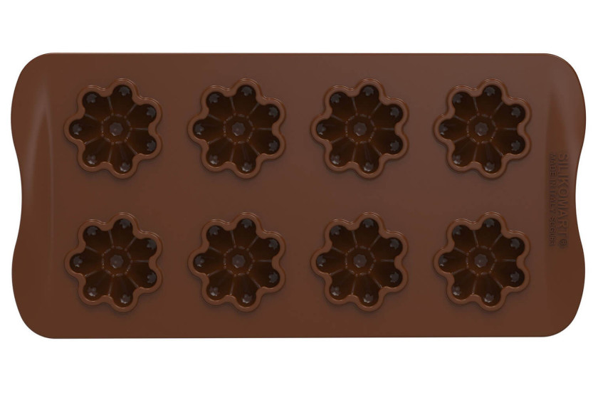Silikomart sjokoladeform i silikon 8 blomster Ø38x12mm