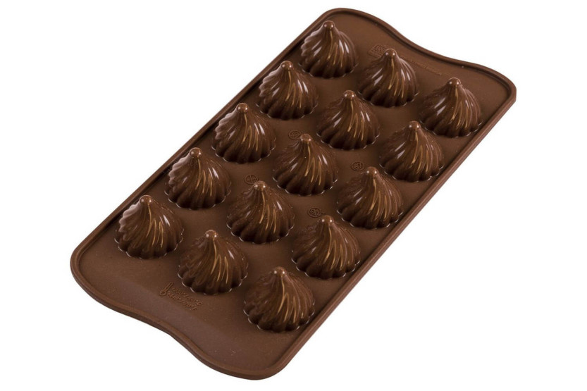 Ammattimainen silikonimuotti Silikomart Easy Choc Choco Flame 15 liekkiä