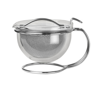 Teekanne Mono Filio 0,6L aus Borosilikatglas mit Halterung aus Edelstahl 18/10