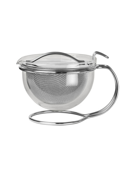 Mono Filio 0.6L borosilikaattilasinen teekannu 18/10 ruostumattomasta teräksestä valmistetulla jalustalla.