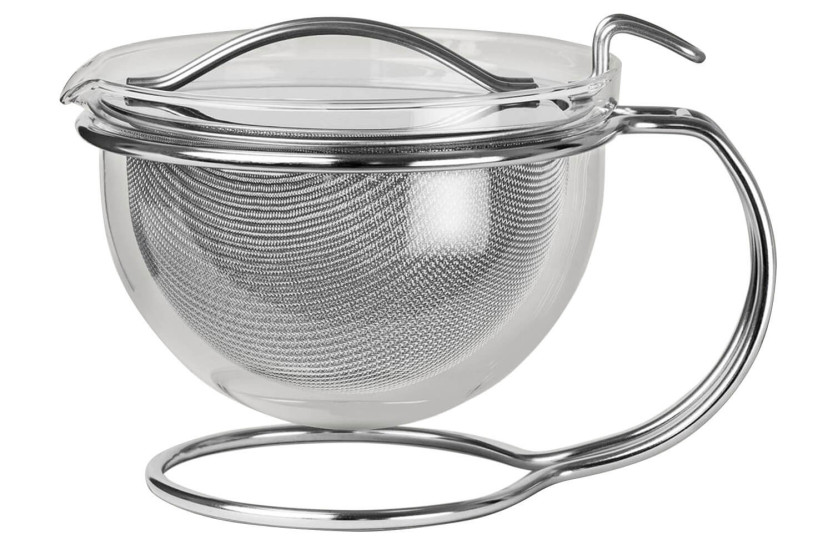 Mono Filio 1.5L borosilikaattilasinen teekannu 18/10 ruostumattomasta teräksestä valmistetulla jalustalla.