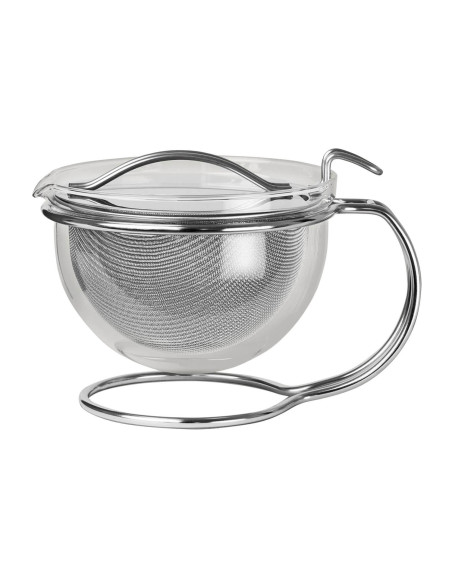 Tetera de vidrio borosilicato Mono Filio 1,5L con soporte de acero inoxidable 18/10