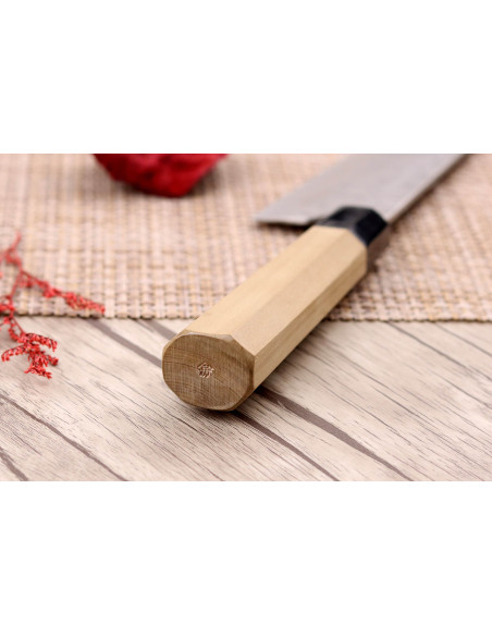Coltello da cuoco giapponese Fujiwara Maboroshi 21 cm fatto a mano con manico in magnolia