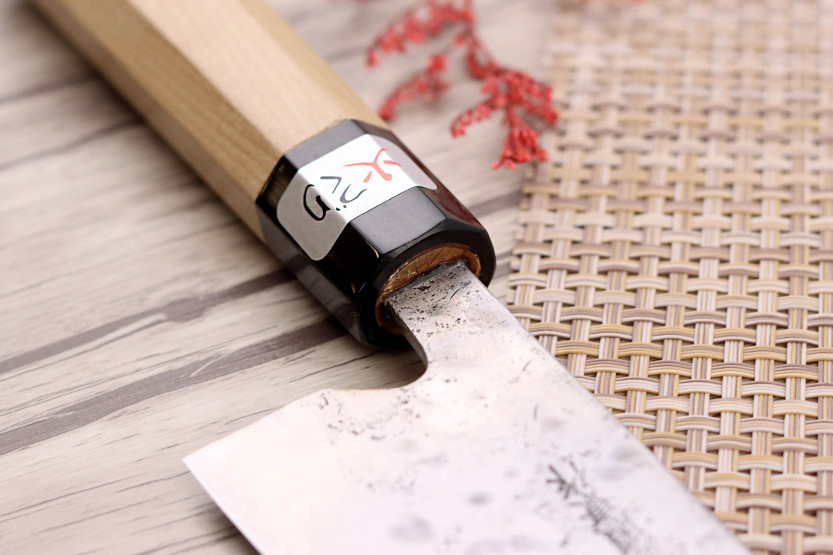 Japanisches Kochmesser 21cm handgefertigt Fujiwara Maboroshi Griff aus Magnolia