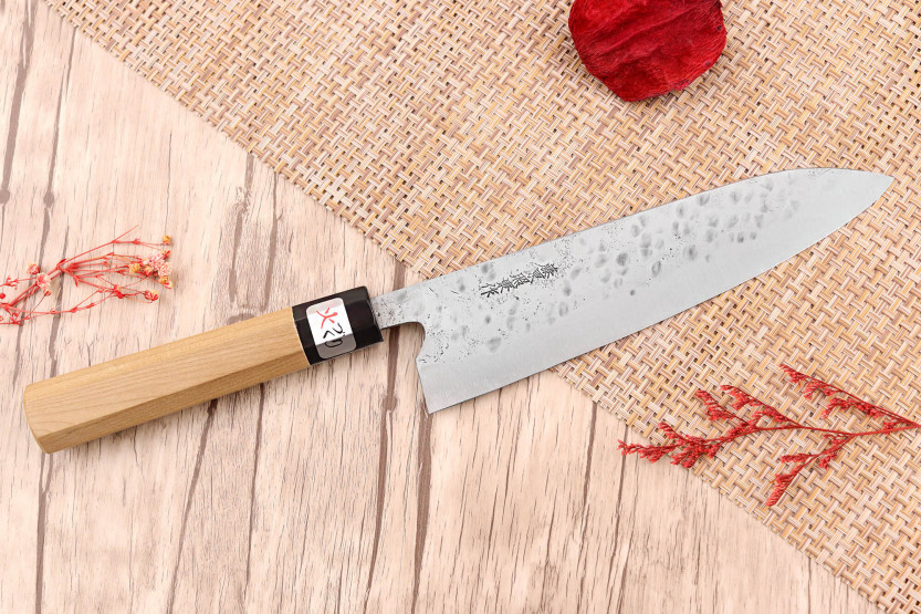 Japanisches Kochmesser 21cm handgefertigt Fujiwara Maboroshi Griff aus Magnolia