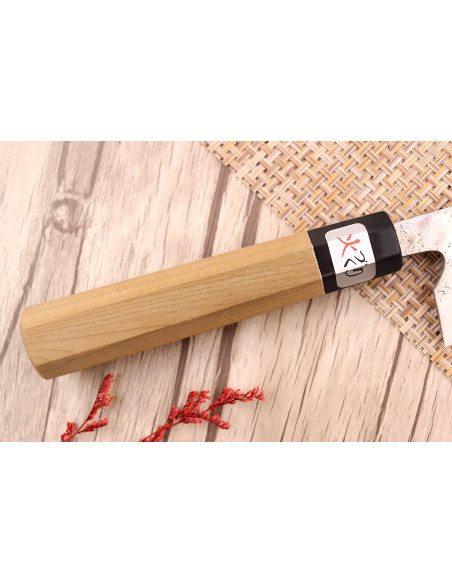 Coltello da cuoco giapponese Fujiwara Maboroshi 21 cm fatto a mano con manico in magnolia