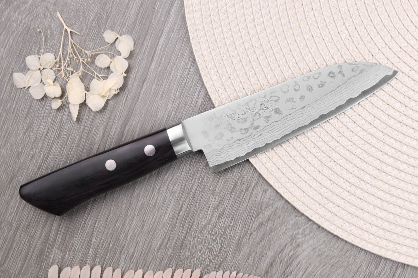 Cuchillo japonés santoku ko Masutani VG10 Damasco 13cm hecho a mano