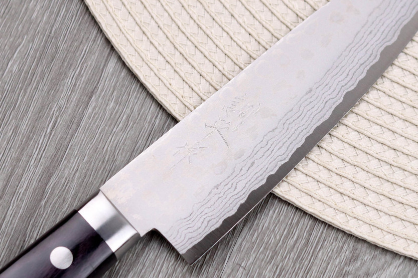 Cuchillo japonés santoku ko Masutani VG10 Damasco 13cm hecho a mano
