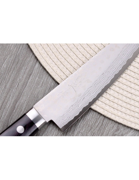 Cuchillo japonés santoku ko Masutani VG10 Damasco 13cm hecho a mano