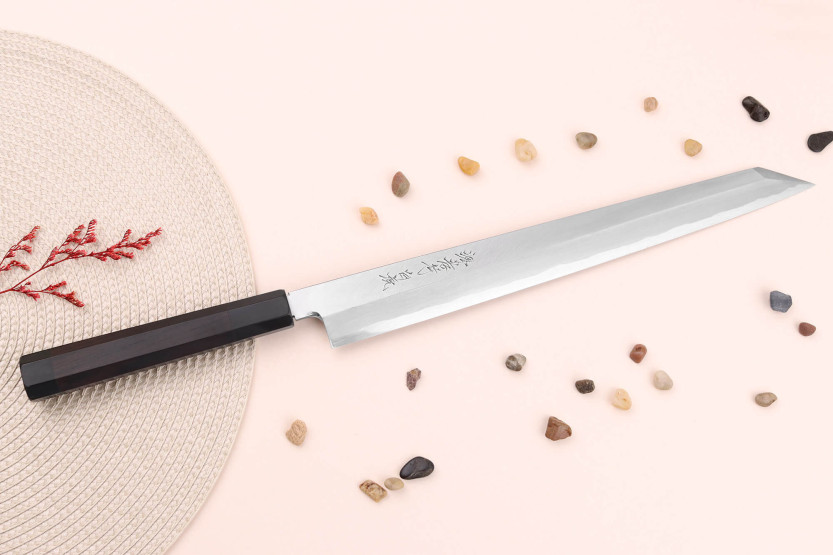 Sakai Takayuki Byakko 33cm käsintehty japanilainen yanagiba kiritsuke veitsi eebenpuu kahva + tuppi