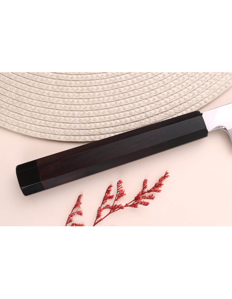 Japanisches Yanagiba-Kiritsuke-Messer 33cm Sakai Takayuki Byakko Griff aus Ebenholz + Etui