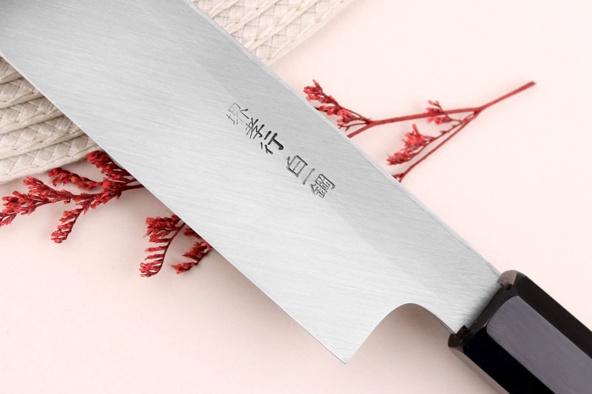 Sakai Takayuki Byakko 33 cm coltello giapponese yanagiba kiritsuke fatto a mano manico in ebano + fodero