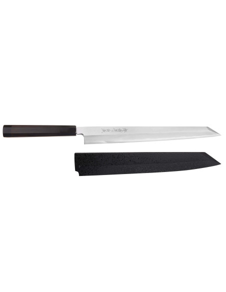 Sakai Takayuki Byakko 33cm käsintehty japanilainen yanagiba kiritsuke veitsi eebenpuu kahva + tuppi