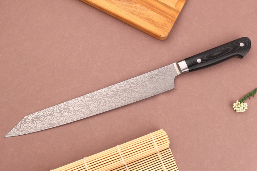 Sakai Takayuki Coreless Damascus Japanese sujihiki kiritsuke knife 26cm