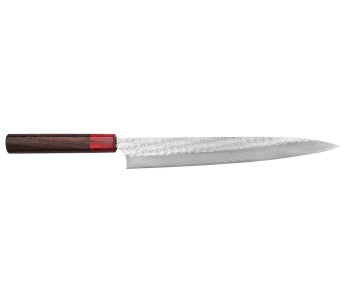 Japanisches handgefertigtes Sujihiki-Messer Yoshimi Kato Minamo SG2 Tsuchime 27cm