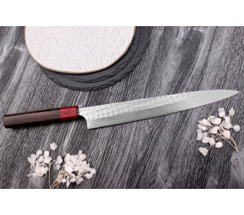 Faca japonesa sujihiki Yoshimi Kato Minamo SG2 Tsuchime 27cm feita à mão 2