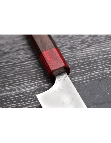 Japanisches handgefertigtes Sujihiki-Messer Yoshimi Kato Minamo SG2 Tsuchime 27cm