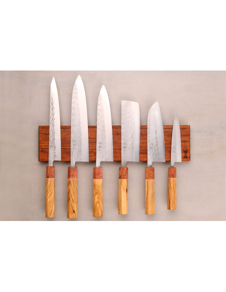 Essences Creations 42cm flamed ovangkol wood bar magnet - 6 places - N°2