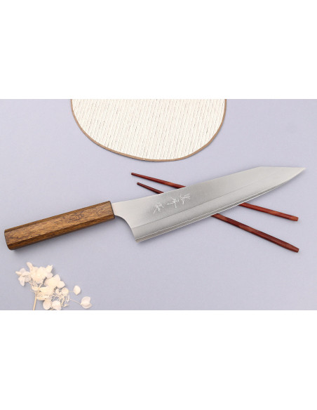 Faca de chef japonesa Yu Kurosaki Gekko San Maï de 24 cm feita à mão