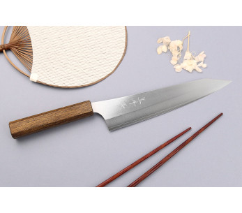 Faca de chef japonesa Yu Kurosaki Gekko San Maï 21cm feita à mão 2