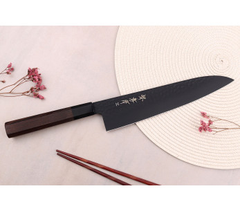 Cuchillo de cocinero japonés Sakai Takayuki Kurokage VG10 24cm con mango de madera de wengué 2