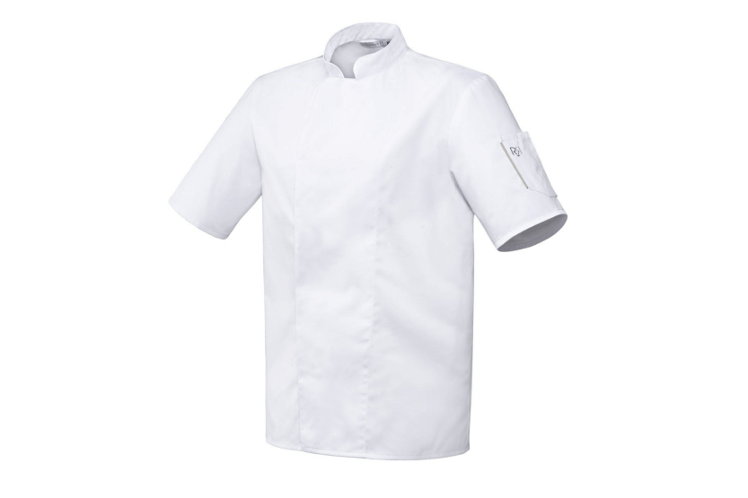 Unisex-Kochjacke Robur Nero weiß mit kurzen Ärmeln