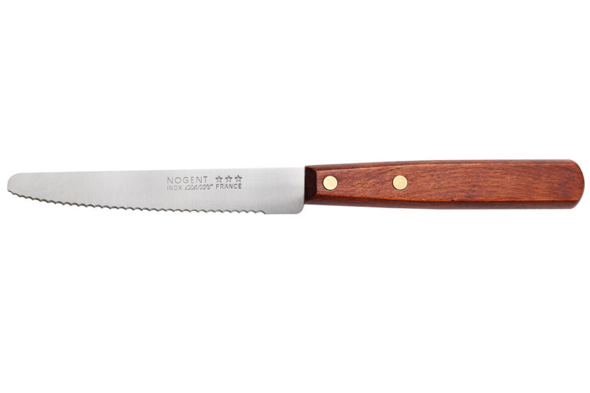 Nogent Classic bordkniv , 11 cm savtakket blad, håndtag i kirsebærtræfarvet avnbøg