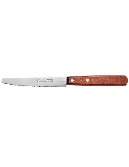 Faca de mesa Nogent Classic , lâmina serrilhada de 11 cm, cabo em madeira de chifre de boi cor de cerejeira