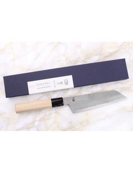 Sakai Kikumori Kikuzuki Rin 18 cm santokukniv kiritsuke japansk håndlaget