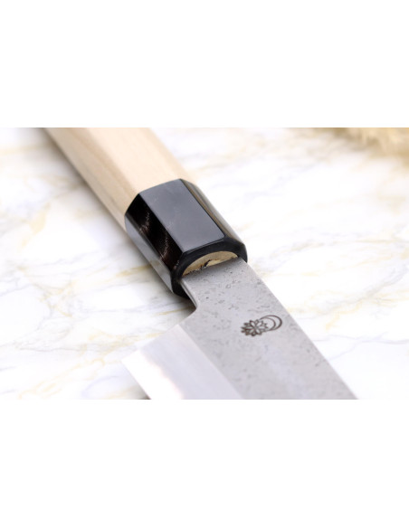 Faca Sakai Kikumori Kikuzuki Rin 18cm santoku kiritsuke japonesa feita à mão