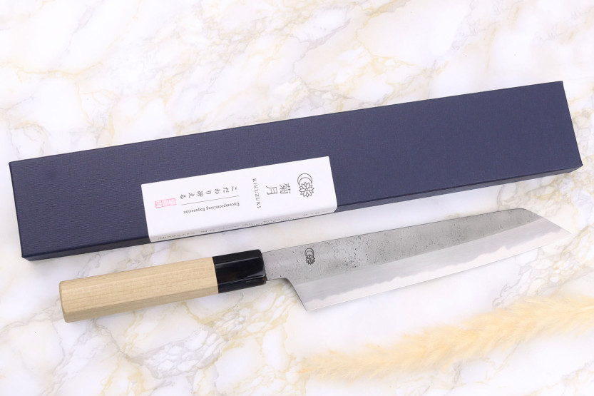 Sakai Kikumori Kikuzuki Rin 21cm Faca de cozinha kiritsuke japonesa feita à mão